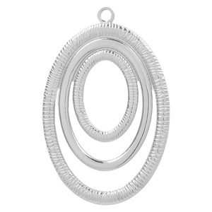 Macro detail of triple oval concentric pendant with hammered and polished textures