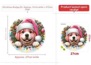Christmas golden retriever puppy sticker with fairy lights, size 27cm by 27.5cm
