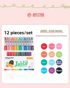 Detailed chart showing 12 vibrant ink colors for 0.5mm quick-dry retractable gel pens
