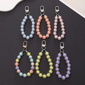 Colorful Acrylic Beaded Keychain Pendant For Bag And Phone Case Sweet Candy Color Bead In Bead Decoration Accessory