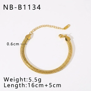 Flat golden herringbone snake chain bracelet with adjustable lobster clasp and 0.6cm width
