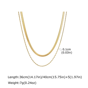 Double-layered gold snake chain necklace specifications with dimensions and weight info