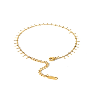 Minimalist 18K gold plated stainless steel tassel necklace with small metal bar pendants