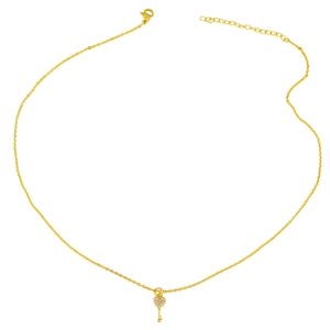 Collar con colgante de llave de corazón dorado con cristales brillantes para mujer