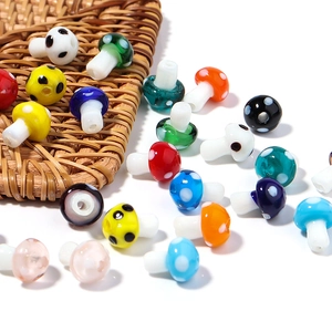 Colorful mushroom shaped glass loose beads for DIY jewelry making and craft projects