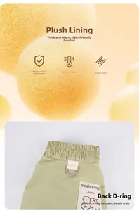 Détail de la doublure en peluche chaude et de l'anneau en D pour laisse de chien