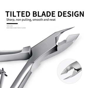 Golden stainless steel cuticle nipper with sharp tilted blade for nail care