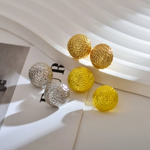 Irregular French textured drop earrings with honeycomb design in gold and silver finish