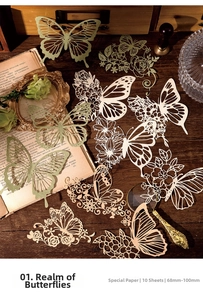 Macro view of lace hollow butterfly decorative paper for scrapbooking and DIY crafts