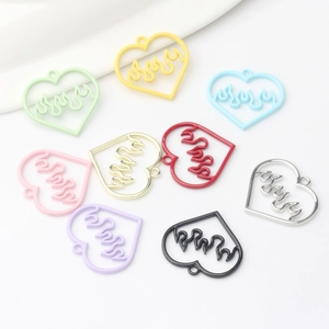 Heart Charms Alloy Hollow Flame Heartbeat Pendants DIY Jewelry Making Earrings Necklace Accessories Colorful