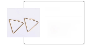 Detailed view of gold triangle hoop earrings in 18k vacuum plated titanium steel