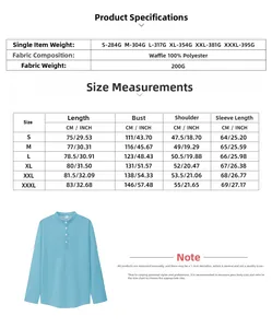 Size chart for men's waffle polo shirt detailing measurements in CM and INCH
