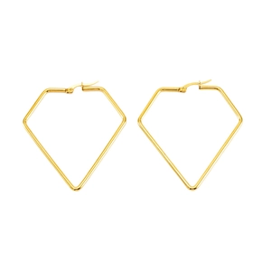Minimalist gold-plated stainless steel geometric diamond-shaped earrings for women