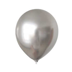 Single metallic silver round balloon with premium reflective shine on white background