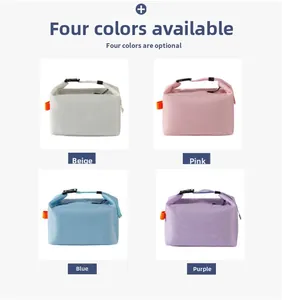 Collapsible insulated lunch bags in four colors with buckle handle and waterproof fabric