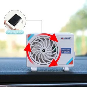 Solar powered mini air conditioner model car aromatherapy ornament with rotating fan
