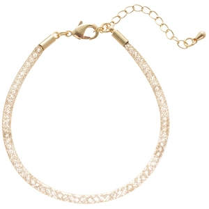 Bracelet grille en zircon doré au design de tube en maille métallique et fermoir réglable