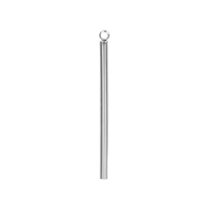 Detailed view of a sleek silver stainless steel cylindrical bar pendant for DIY jewelry