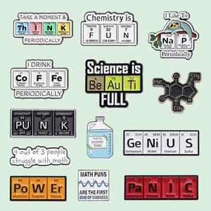 Science Chemistry Element Enamel Pin Alloy Funny Math Puns Academic Theme Backpack Lapel Decor Jewelry Unisex Gift
