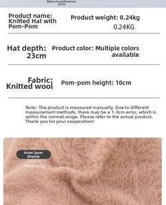 Specifiche del set cappello e sciarpa in maglia invernale con fodera felpata