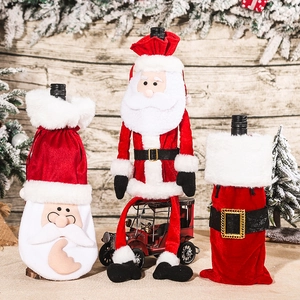 Christmas Wine Bottle Covers Bags Santa Claus Gold Velvet Plush Decor For Xmas Holiday Party Dinner Table Gift Packaging