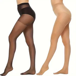 Detail of ultra-thin high-waist tights in black and nude with reinforced hip structure