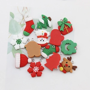DIY Christmas resin charms set with Santa hats and snowmen for jewelry making