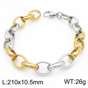Bracelet chaîne bicolore or et argent en acier inoxydable pour homme au style punk