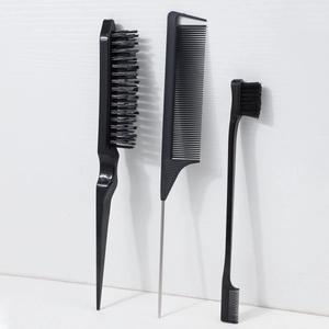 Professional Hair Styling Tools Pintail Comb Teasing Brush And Double Sided Edge Control Brush Nylon Bristles Stainless Steel