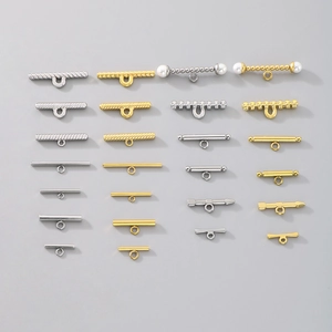Detailed collection of assorted gold and silver stainless steel toggle clasps for DIY jewelry