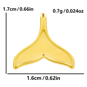 18k gold plated 304 stainless steel fishtail pendant with dimensions and weight specs