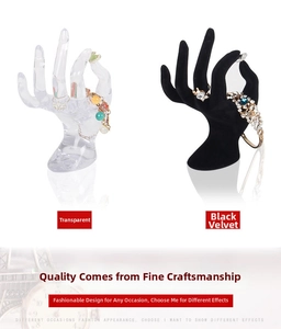 Detailed comparison between transparent resin and black velvet OK hand ring display stands