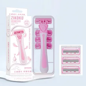 Rasoir Femme Lames Acier Inoxydable Bande Lubrifiante Aloe Tête Pivotante Épilation Corps Jambe Aisselle Rose Portable