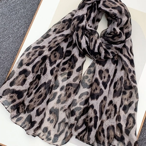 Fashionable leopard print voile scarf with soft drapes for sun protection and style