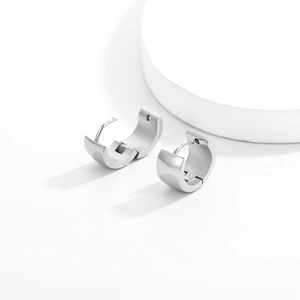 Minimalist silver titanium steel hoop earrings 7mm round jewelry for men and women