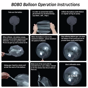Instructional guide for inflating and stretching 18-inch transparent BOBO balloons