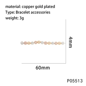 Technical drawing showing 18K gold plated bracelet accessory with 60mm length and 4mm width