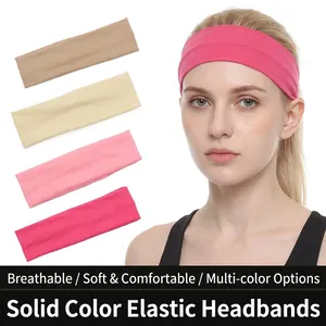 Sport Headband Cotton Polyester Elastic Sweat Wicking For Yoga Running Fitness Outdoor Solid Color Women Hair Band