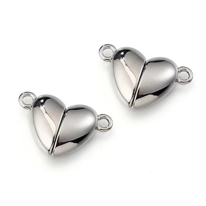 Polished heart-shaped magnetic clasp connectors for DIY jewelry necklaces and bracelets