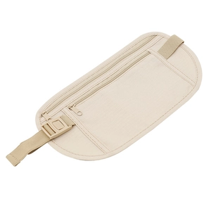 Sacoche de sport beige ultra-plate avec deux poches zippées et sangle ajustable