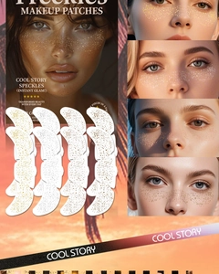 Close-up of gold and silver freckle tattoo stickers with glitter butterfly and star patterns
