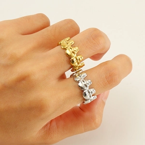 Punk Stainless Steel Skull Open Ring For Women Fashion Gold Silver Plated Adjustable Skeleton Finger Ring Gothic Jewelry
