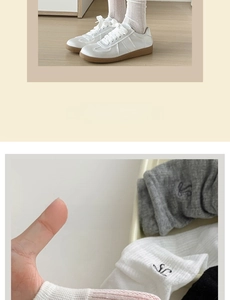 Breathable hollow-out knit slouch socks with SL logo shown in white and pink