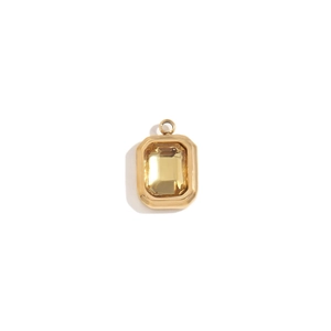 18K gold plated stainless steel square pendant with champagne yellow gemstone