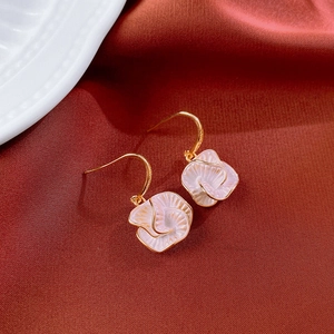 White Flower Copper Hook Earrings Elegant Zircon Inlaid Geometric Drop Jewelry For Women Delicate Floral Accessory