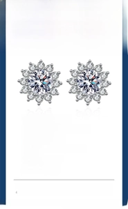 Detail specifications of S925 silver sunflower stud earrings with 1 carat moissanite