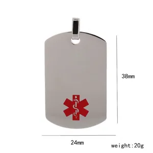 Pendaglio medico di emergenza Star of Life in acciaio inossidabile da 38x24mm