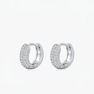 Boucles D'oreilles Créoles Moissanite Couleur D VVS1 Argent Sterling 925 Huggie Bijoux De Luxe Scintillants Femmes