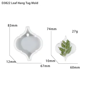 Leaf-shaped silicone mold for DIY resin epoxy pendants with exact dimensions for crafting