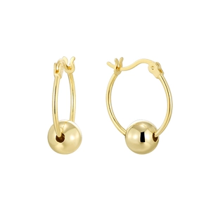 Minimalist S925 silver 14K gold plated hoop earrings with sliding metal beads